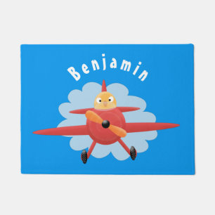 Tapete Ilustração de desenho animado de avião vermelho