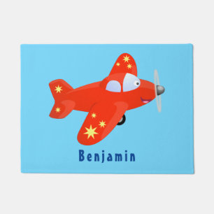 Tapete Ilustração de desenho animado de avião vermelho