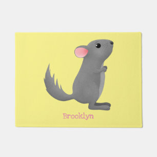 Tapete Ilustração de desenho animado de chinchila cinza f