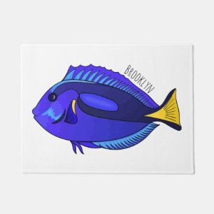 Tapete Ilustração de desenho animado de peixe marrom azul