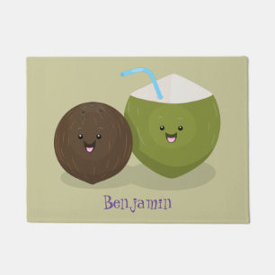 Tapete Ilustração de desenho de cocos fofos e kawaii