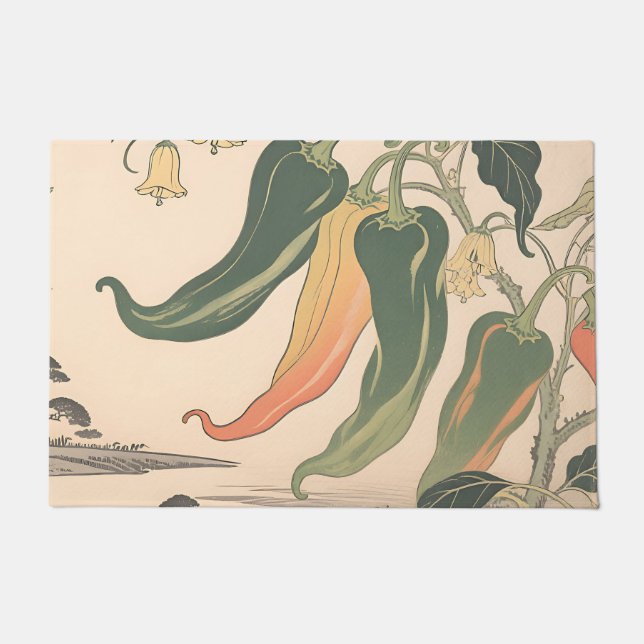 Tapete Ilustração de Pimenta Chili Vintage (Frente)