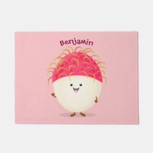 Tapete Ilustração de rambutan cor-de-rosa fofo em estilo 