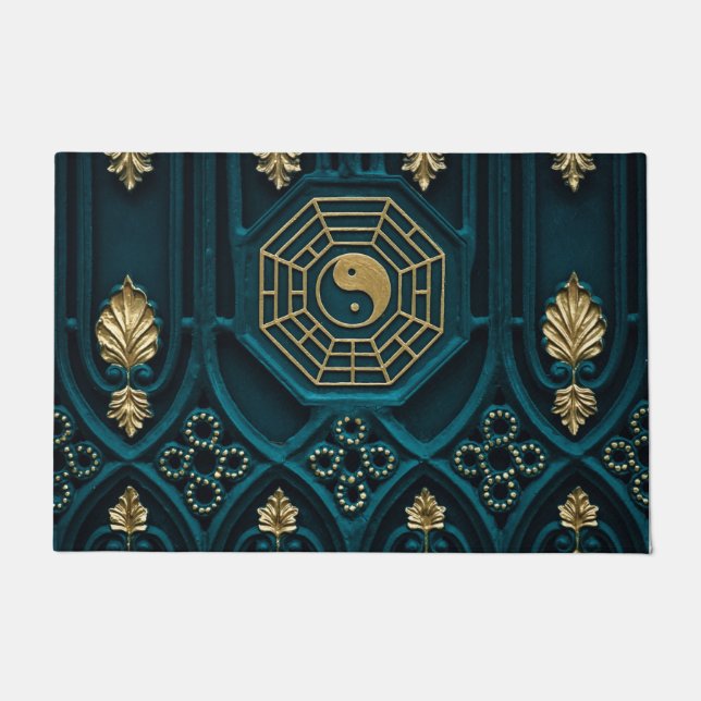Tapete ilustração yin yang azul e marrom (Frente)