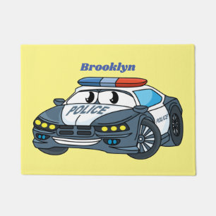 Tapete Imagem de desenho animado de carro da polícia feli