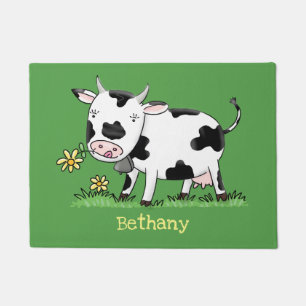 Tapete Imagem de desenho animado de uma vaca em verde