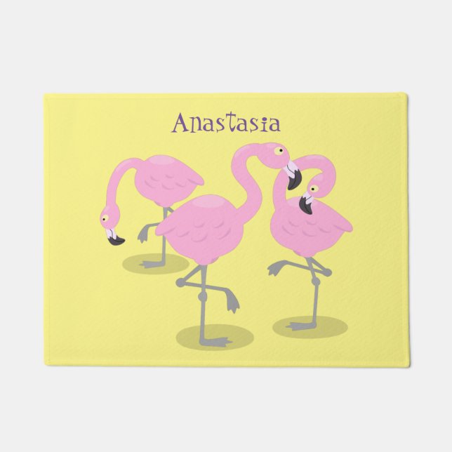 Tapete Imagem de desenho animado rosa-claro flamingo trio (Frente)