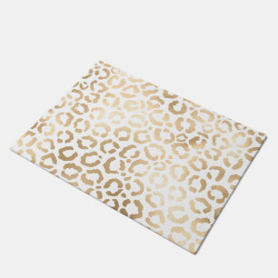 Tapete Impressão Animal Leopardo Branco Dourado Elegante