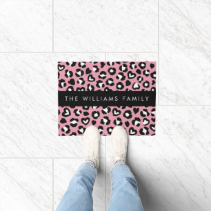 Tapete Impressão Animal, Leopardo Rosa, Corações, Seu Nom