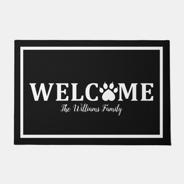 Tapete Impressão de Caneta de Cão Cardíaco - BEM-VINDO -  (Frente)