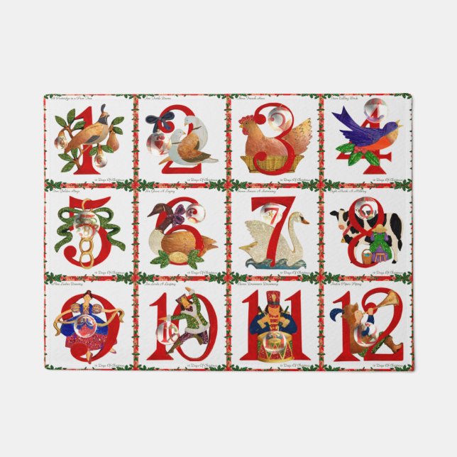 Tapete Impressão de Colcha dos 12 Dias de Natal (Frente)