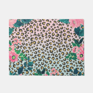 Tapete Impressão de Leopard com Brilho Rosa Ombre