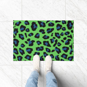 Tapete Impressão de Leopardo Azul e Verde