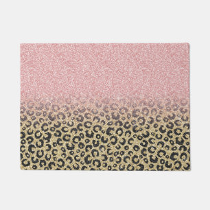 Tapete Impressão de Leopardo Preto Glitter Dourado Elega