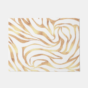 Tapete Impressão em branco Elegante Dourada de Zebra