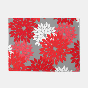 Tapete Impressão floral moderno do quimono, vermelho e