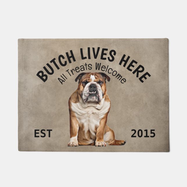 Tapete Inglês Bulldog Personalizado Dog Lover Doormat (Frente)