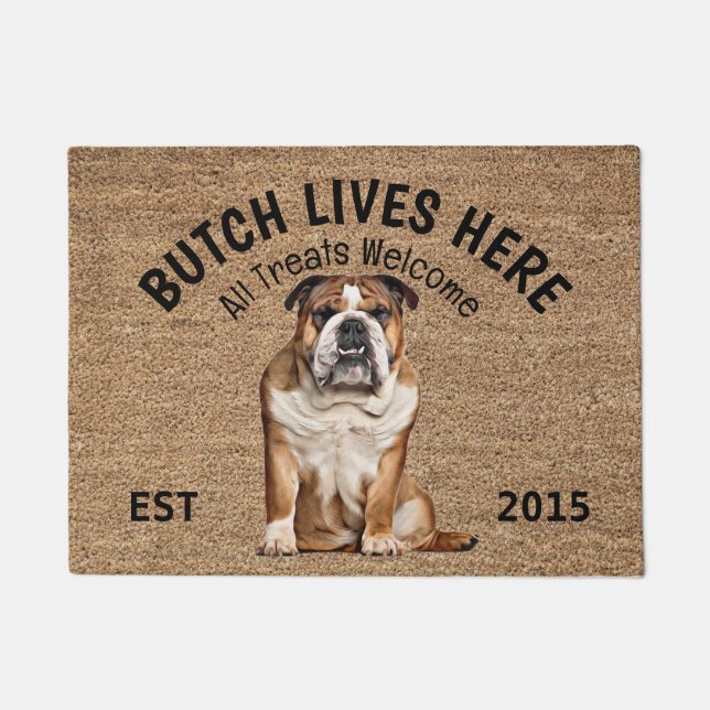 Tapete Inglês Bulldog Personalizado Dog Lover Doormat (Frente)
