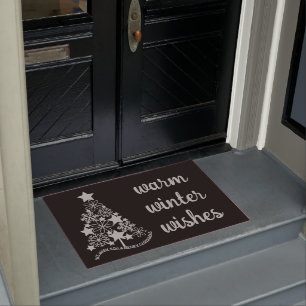 Tapete Inverno Quente Deseja a Porta Preta da Árvore de N