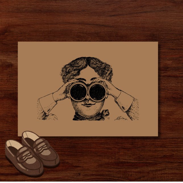 Tapete Invertido Antissocial Engraçado Observando Você (Add humor and originality to your entrance with this funny "watching you" doormat!)