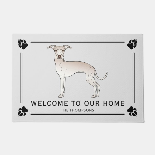 Tapete Italian Greyhound Creme Com Patas E Texto Personal (Frente)