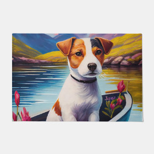 Tapete Jack Russell em um remo: Uma aventura cênica