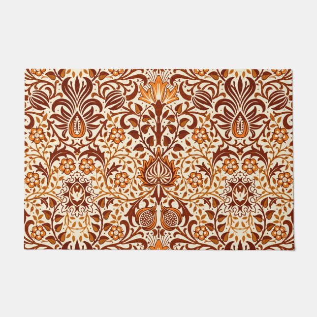 Tapete Jacobean Floral Damask, Beige e Chocolate Brown (Frente)