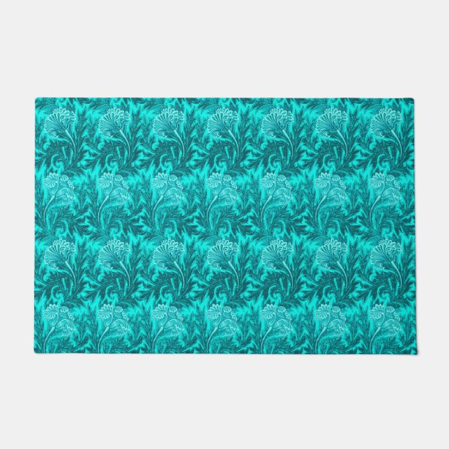 Tapete Jacobean Flower Damask, Turquoise Teal e Aqua (Frente)