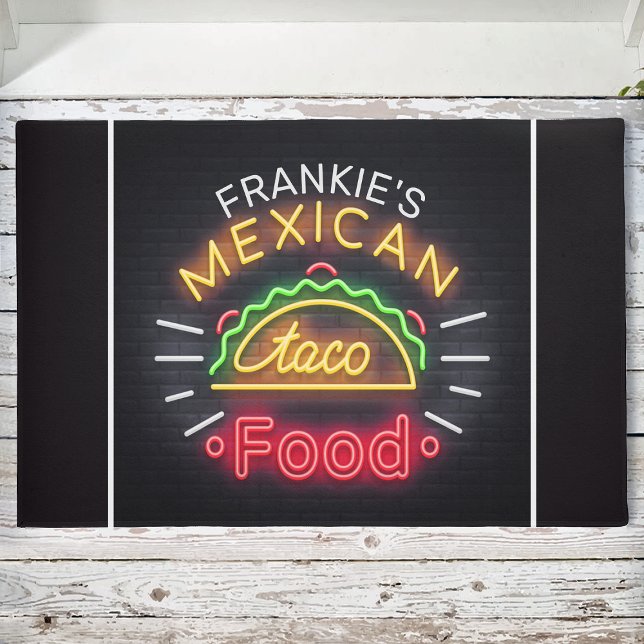 Tapete Jantar Personalizado do Taco Comida Neon Mexicano (Criador carregado)
