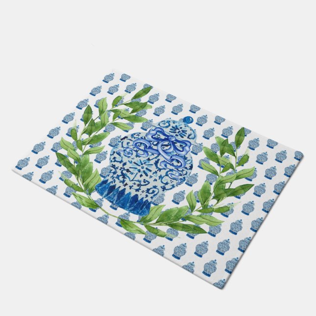 Tapete Jar Ginger Azul e Branco (Inclinado)