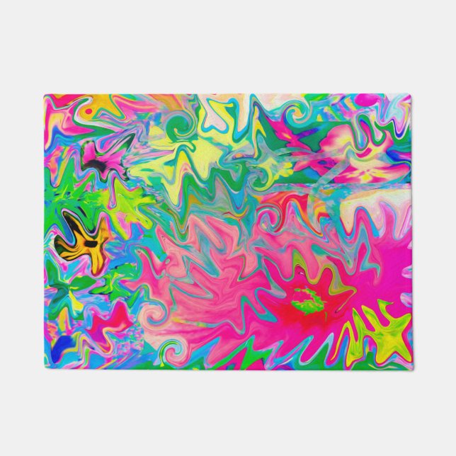 Tapete Jardim de Flores Coloridas Colagem Abstrata (Frente)
