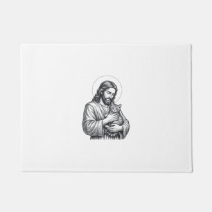 Tapete Jesus Antigo Segurando Gato Gravura Gráfico_1
