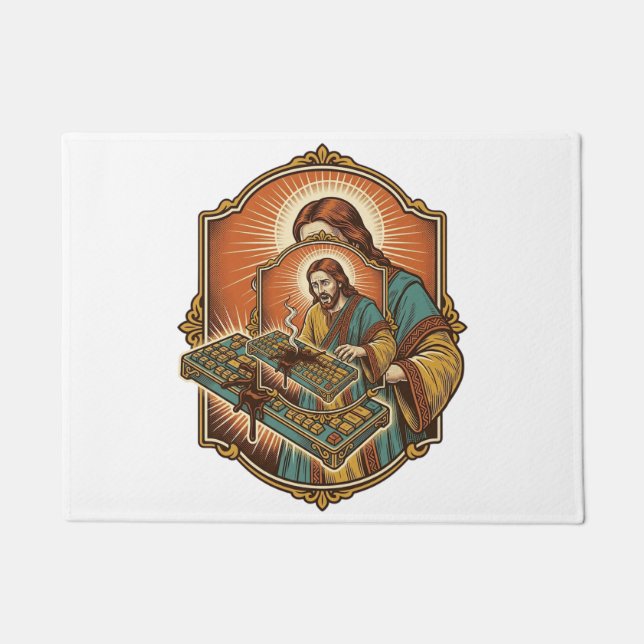 Tapete Jesus Café Derramado Teclado Mecânico Quebrado Tec (Frente)