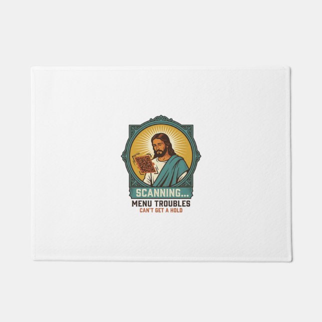 Tapete Jesus Código QR Borroso Não Funciona Menu Humor Té (Frente)