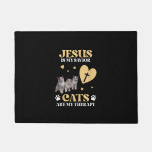 Tapete Jesus é meu salvador os gatos são minha terapia cr