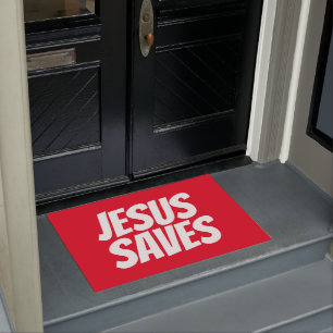 Tapete Jesus Salva a Porta da Frente Cristã