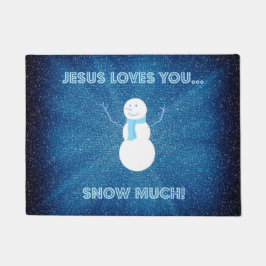 Tapete Jesus Te Ama Muito Neve! Christian Snowman Blue