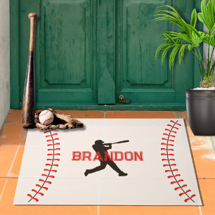 Tapete Jogador De Baseball Silhout Com Tema De Esporte De