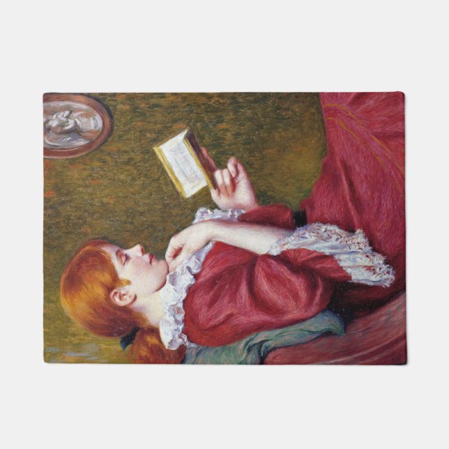 Tapete Jovem com cabelo vermelho lendo um bom livro (Frente)
