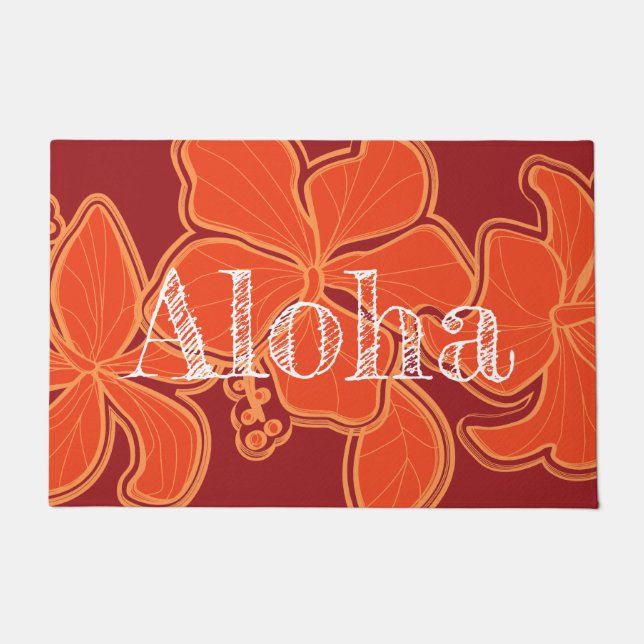 Tapete Kailua Hibiscus Hawaiian Floral Aloha Red (Frente)