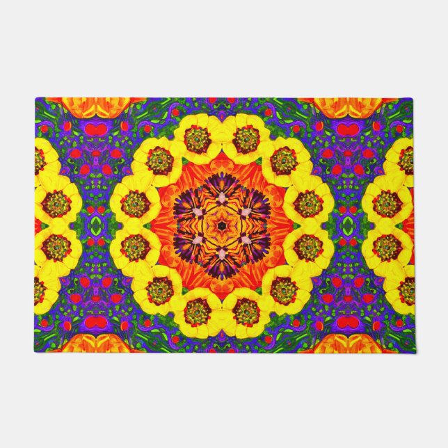 Tapete Kaléidoscope de fleurs dorées (Frente)
