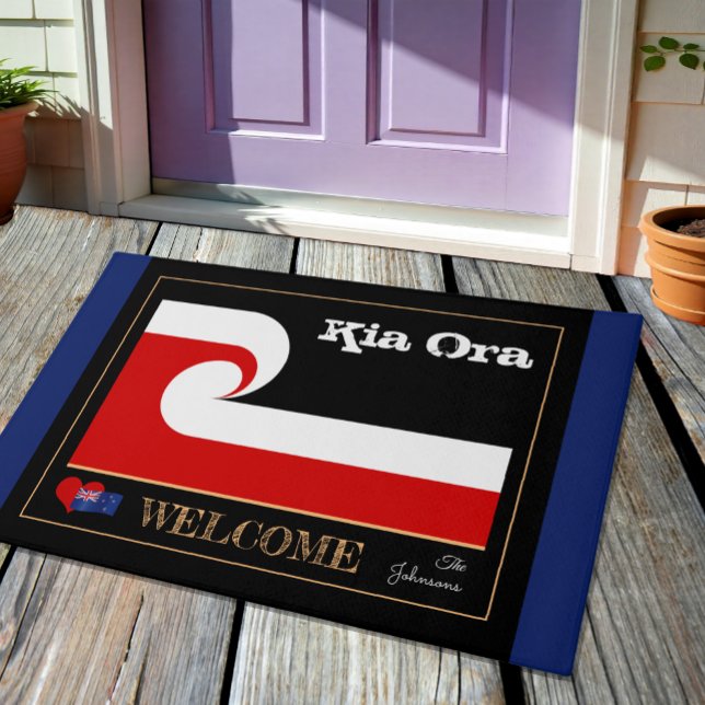Tapete Kia Ora & Maori Wave Flag Mat, rugby NZ /blu (Criador carregado)
