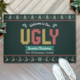 Tapete Knit Verde Nórdico Hunter de Natal Feio