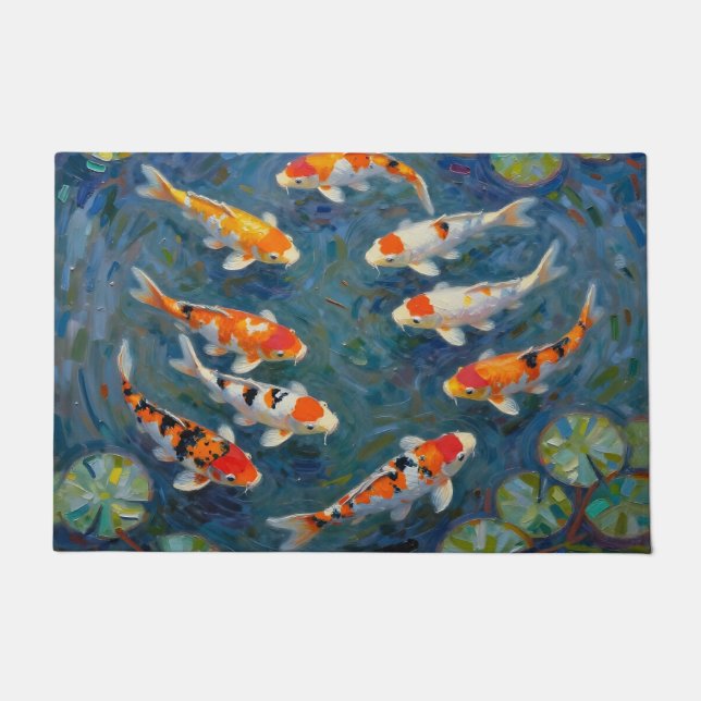 Tapete Koi Fish Water Lilies Impressionist Pond (Frente)