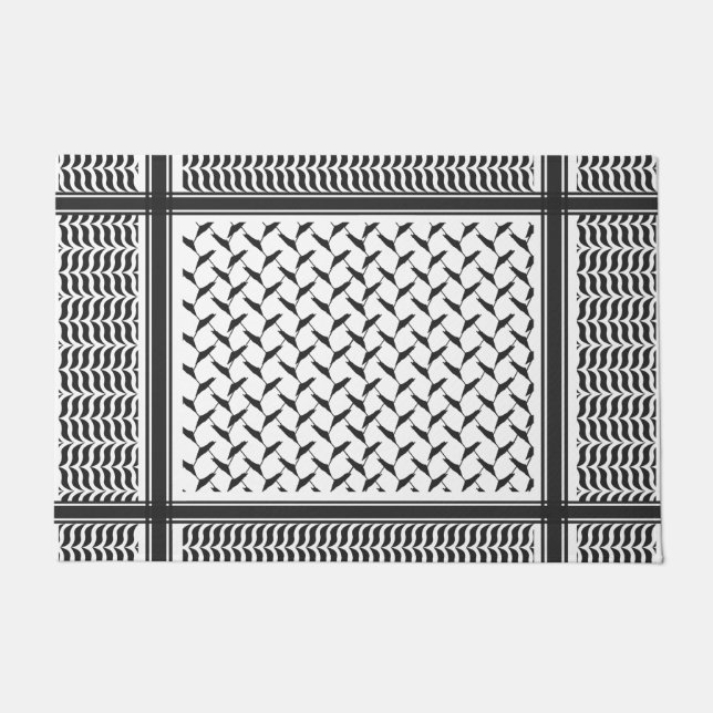Tapete kuffiya, preto e branco, da Jordânia palestiniana (Frente)