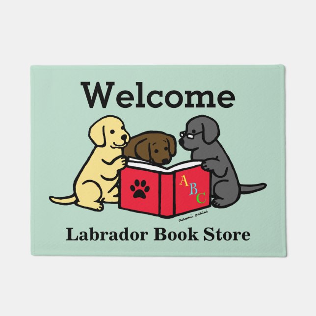 Tapete Labrador Puppies Livro Pata Porta (Frente)