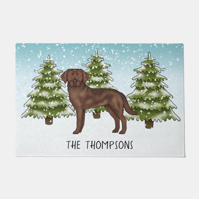 Tapete Labrador Retriever Chocolate Personalizado Natal A (Frente)