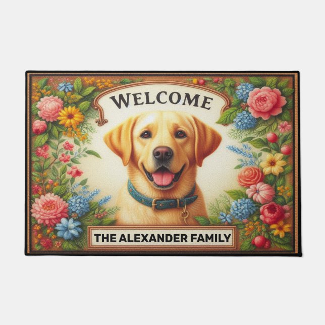 Tapete Labrador Retriever Dog Haven, Floral Chic Welcome (Frente)