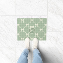 Laços Coquette Xadrez Monograma Creme Verde Sage 