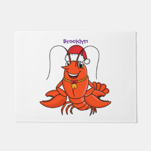 Tapete Lagosta feliz e bonita vestindo o desenho animado